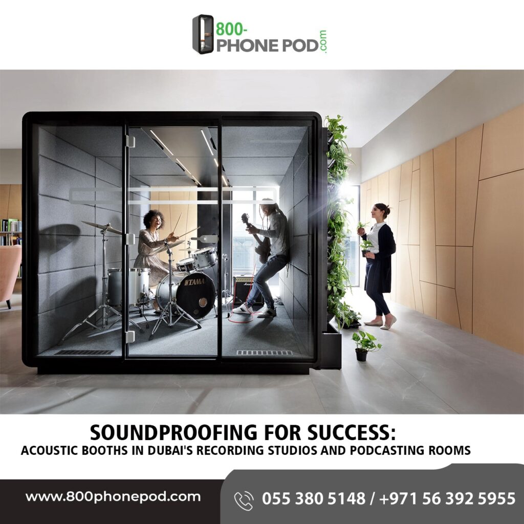 Explore the world of soundproofing for success with Acoustic Booths in Dubai's recording studios and podcasting rooms. Call 800-PhonePod now.