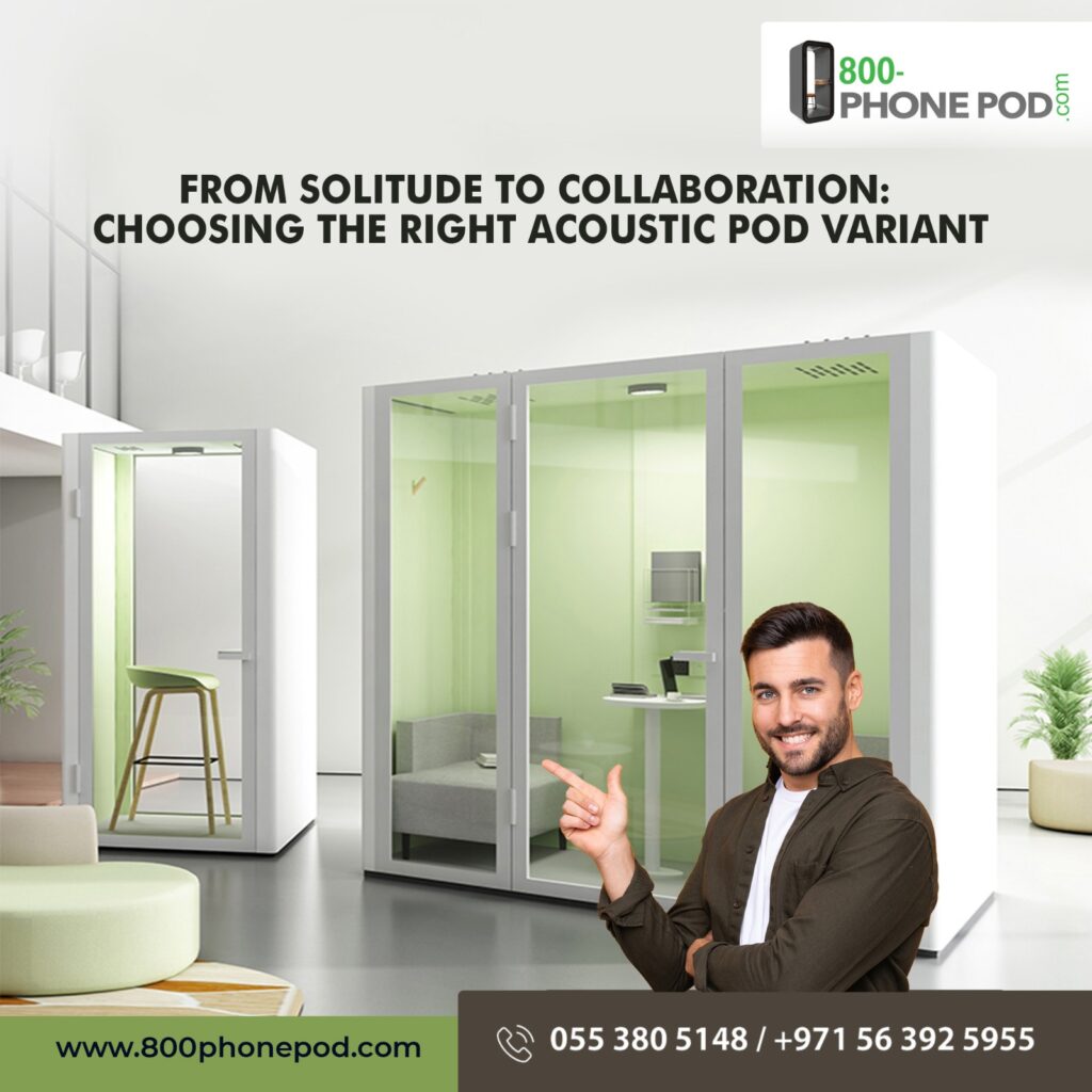 Explore the transition from solitude to collaboration with our guide on selecting the perfect acoustic pod. Discover the unique features of S-POD, D-POD and M-POD, designed to suit various work preferences. Craft your ideal workspace with insights from– 800Phonepod, the leading office pod design and installation company.