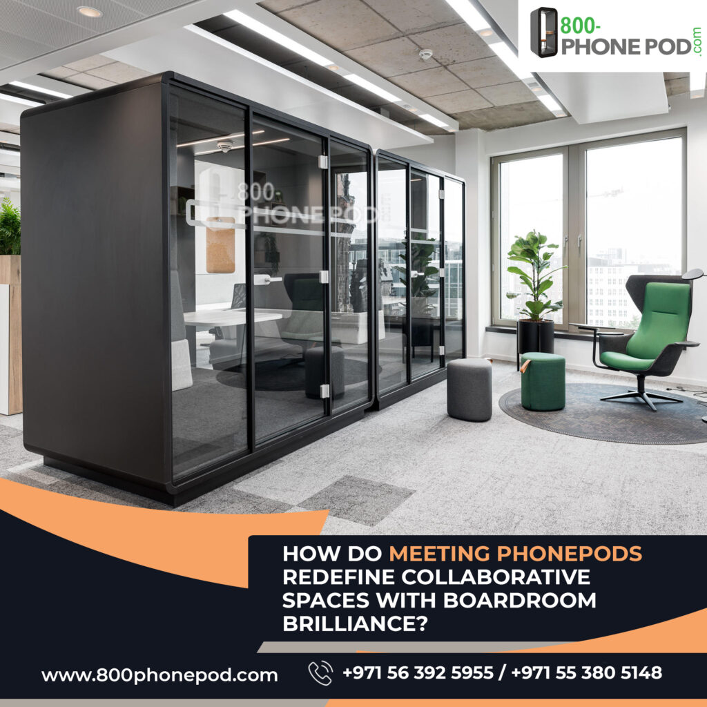 Discover boardroom brilliance with 800-Phonepod's Meeting Phonepods in Dubai. Transforming spaces for seamless, innovative meetings anywhere.